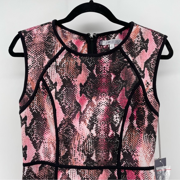 Jennifer Lopez Womens Northern Light Bodycon Dress Pink Black Snake Print 8 New - Picture 2 of 7
